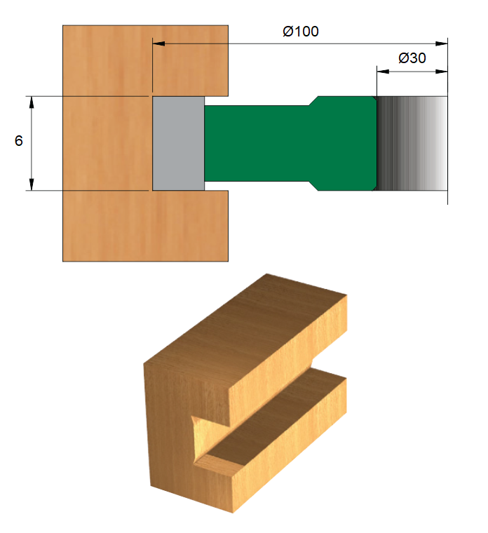 Fresa para Ranhura Ø100 x 6 x 30 – 6 Dentes - Cód. 1800.03